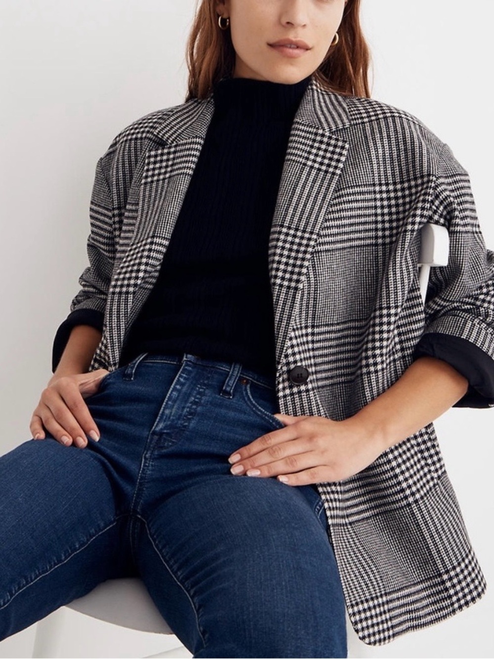 MadeWell Oversized Dorset Blazer in Adkins Plaid NG655 Size XL